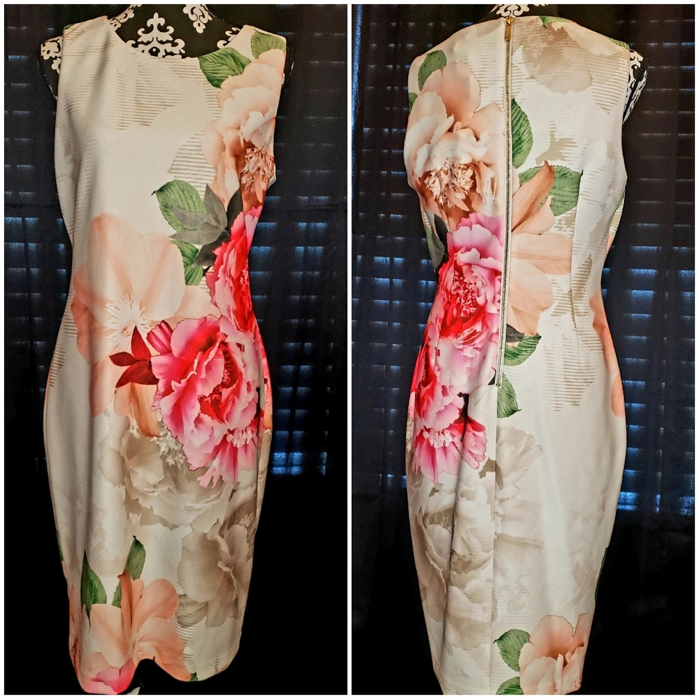 NWT Calvin Klein Floral Sleeveless Dress Sz 12